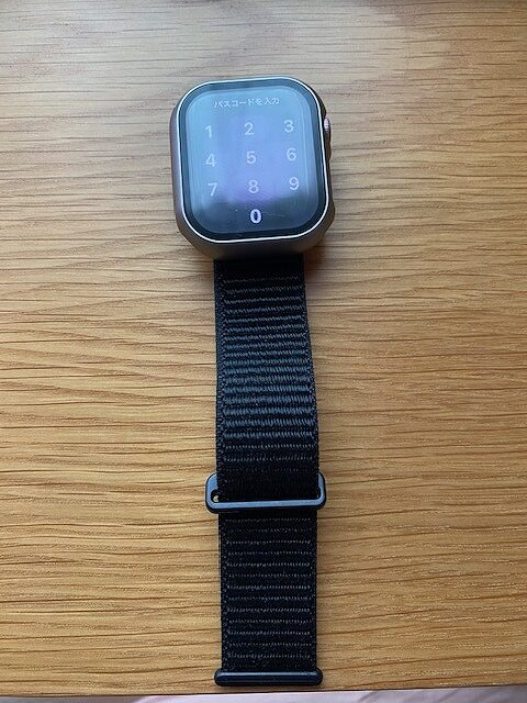 applewatchのナイロンバンドの上からみたところ