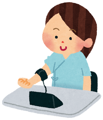 血圧を測る女の子のイラスト