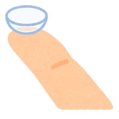 指の腹にコンタクトレンズを乗せてるイラスト