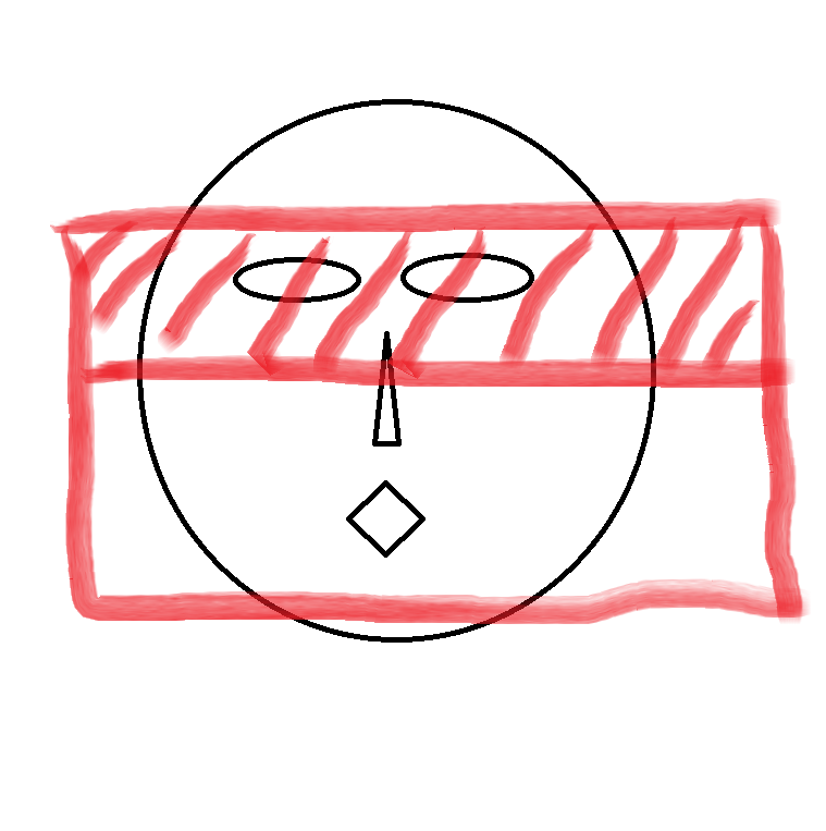 タオルを顔に掛けた状態の手書きイラスト