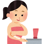 クリームを腕に塗る女性のイラスト